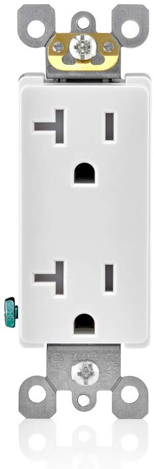 Leviton T5825-W 20 Amp, Tamper- Resistant, Decora Duplex Receptacle, Residential Grade (White) wall plate excluded - Consavvy