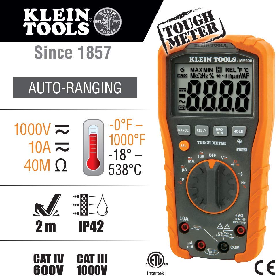 Klein Tools MM600 Auto-Ranging 1000V Digital Multimeter - Consavvy