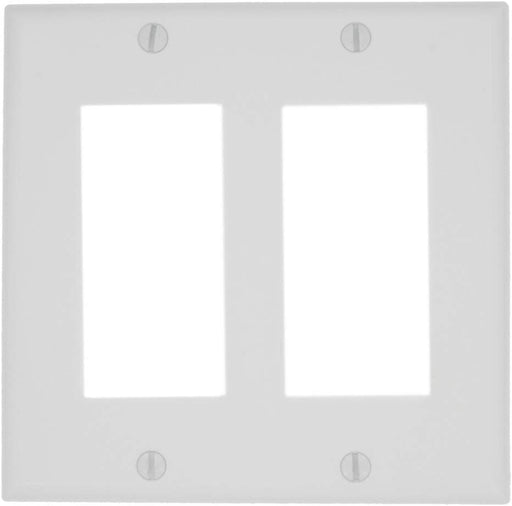 Leviton 80409-NW 2-Gang Decora/GFCI Device Wallplate, Standard Size, White - Consavvy
