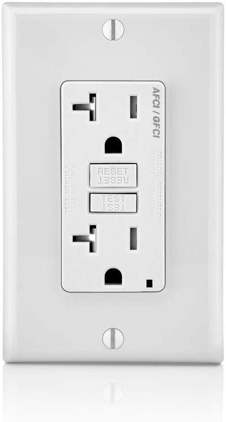 Leviton AFTR2-W 20-Amp, 120-Volt SmartlockPro Outlet Branch Circuit Arc-Fault Circuit Interrupter (AFCI) Receptacle, White wall plate included - Consavvy