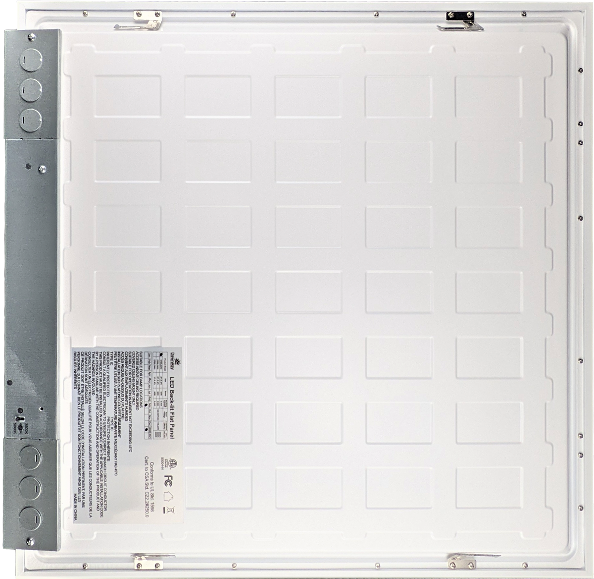DawnRay 2'x2' Back-Lit Flat Panel 3CCT 3500K/4,000K/5000K /40Watt / 100V-347V/ 4400 Lumens/Dimmable 0-10V/DLC and ETL Certified -5 Year Warranty