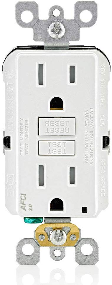Leviton AFTR1-W SmartlockPro Outlet Branch Circuit Arc-Fault Circuit Interrupter Receptacle, 15-Amp, 120-Volt, White wall plate included - Consavvy