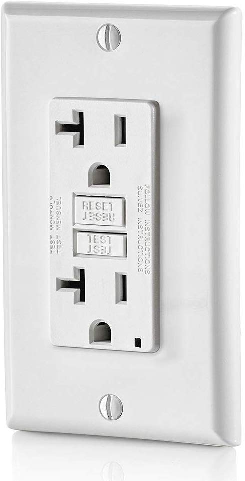Leviton GFTR2-W Self-Test SmartlockPro Slim GFCI Tamper-Resistant Receptacle with Led Indicator, 20-Amp, White wall plates included - Consavvy