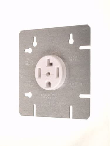 Vista 45125 30A DRYER OUTLET Receptacle WITH 4 11/16”, COVER PLATE 4-wire outlet, 30A-120/240V, White