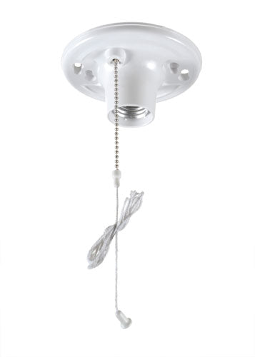 VISTA 46051 1Pack Plastic Ceiling Lampholder w/Pull Chain - White - Consavvy