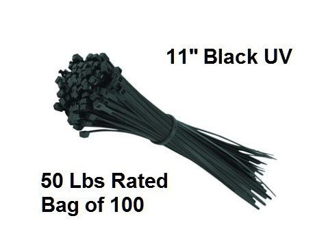VISTA 49062 Cable Ties - 11" Black UV - 100/bag - Consavvy