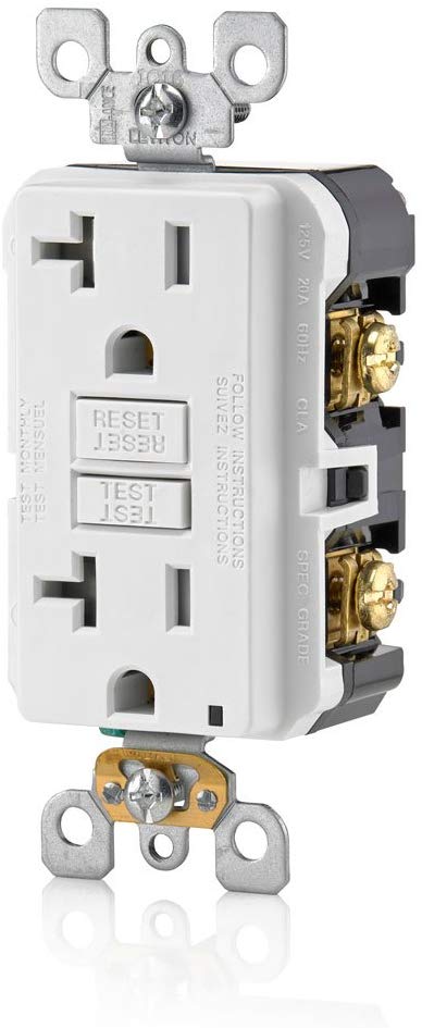 Leviton GFTR2-W Self-Test SmartlockPro Slim GFCI Tamper-Resistant Receptacle with Led Indicator, 20-Amp, White wall plates included - Consavvy