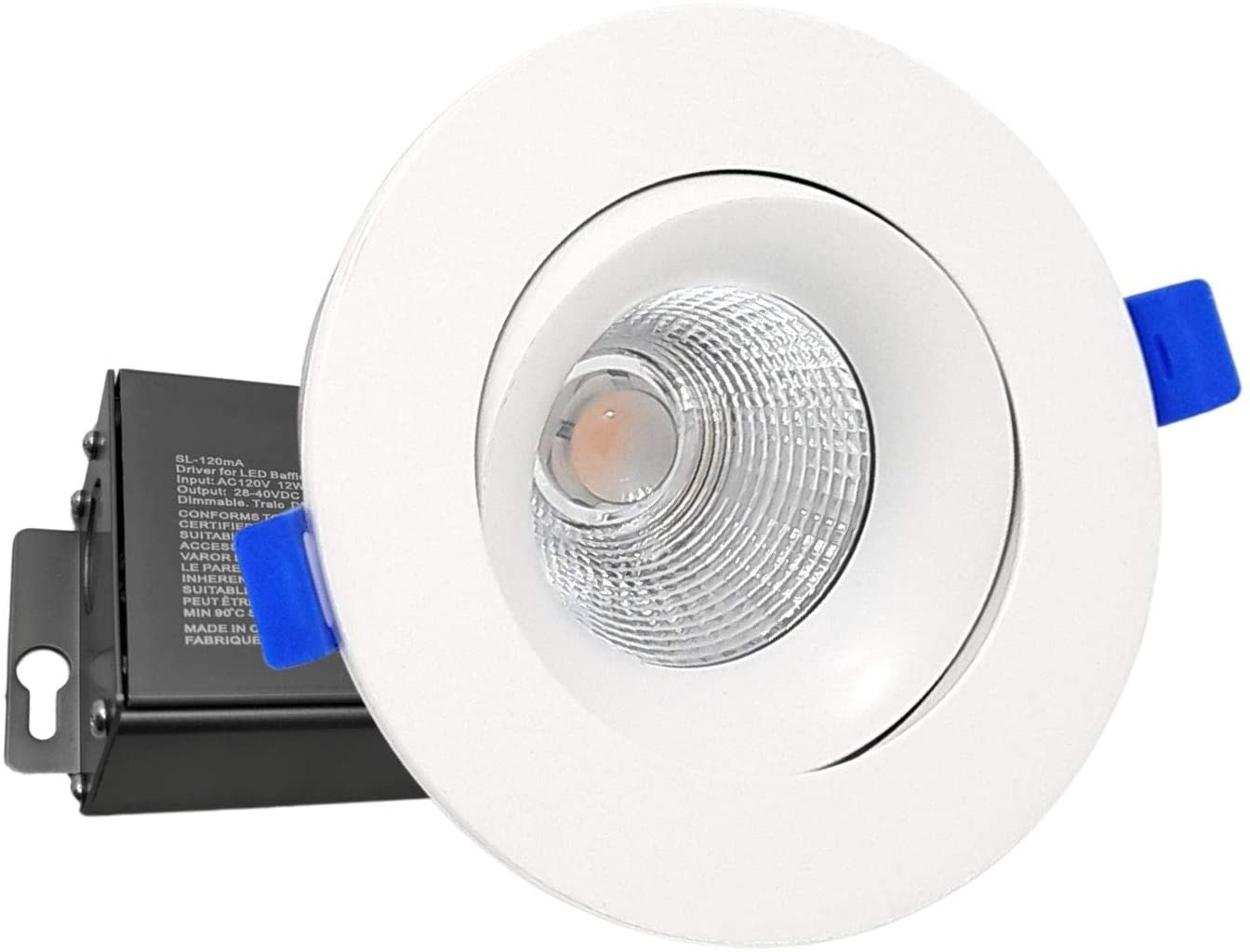 DawnRay 5CCT 4" LED Round Baffle Recessed Light (Potlight) 2700K/3000K/3500K/4000K/5000K(changeable), White/Black/Brushed Nickel, 12W, 830LM