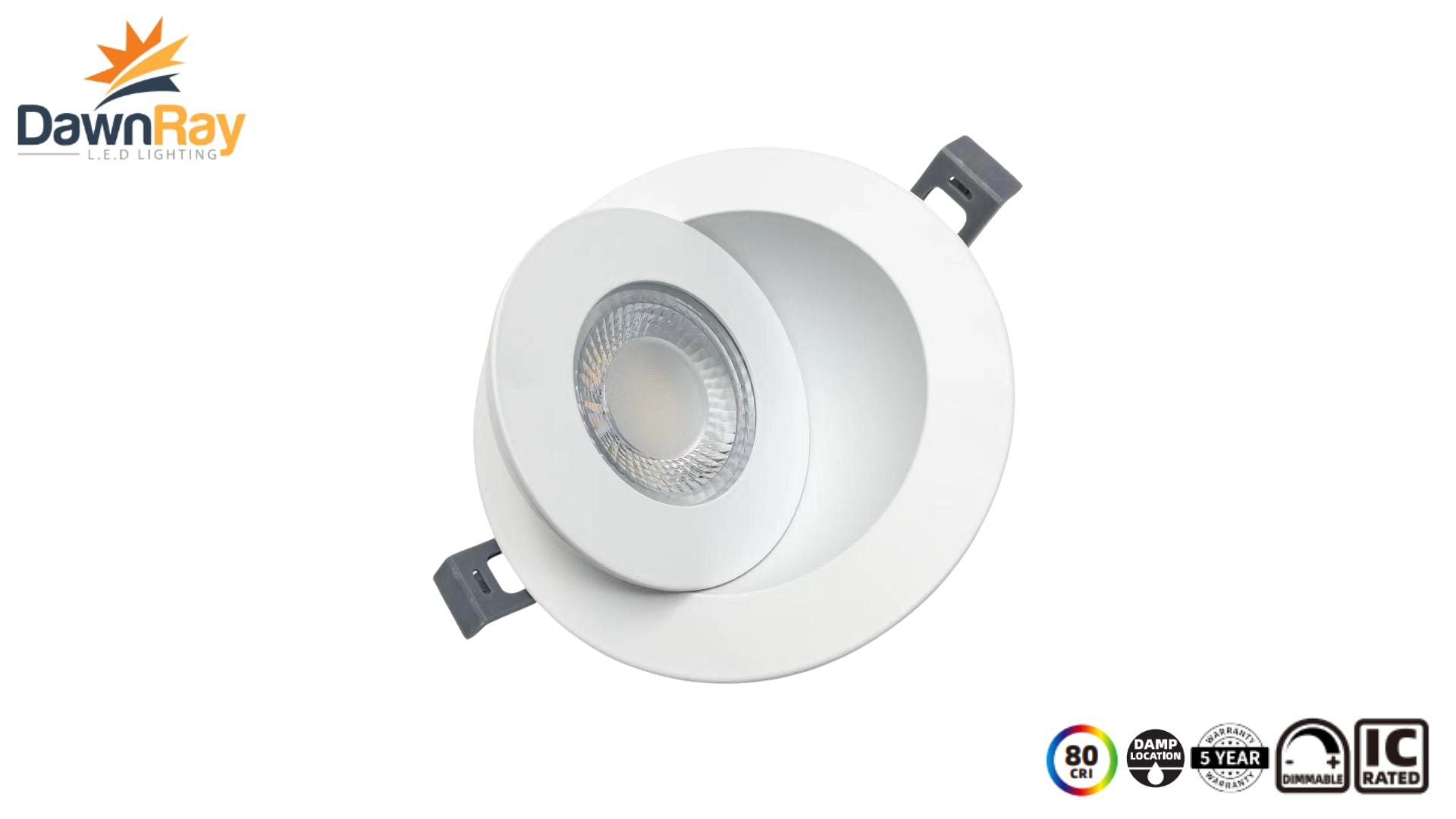Dawnray 4" Gimbal Potlight 3CCT, 6 Pieces Contractor Pack, 3000K/4000K/5000K Colors Switchable, White Finish, 10W, 800Lm, Damp Location, cETLus