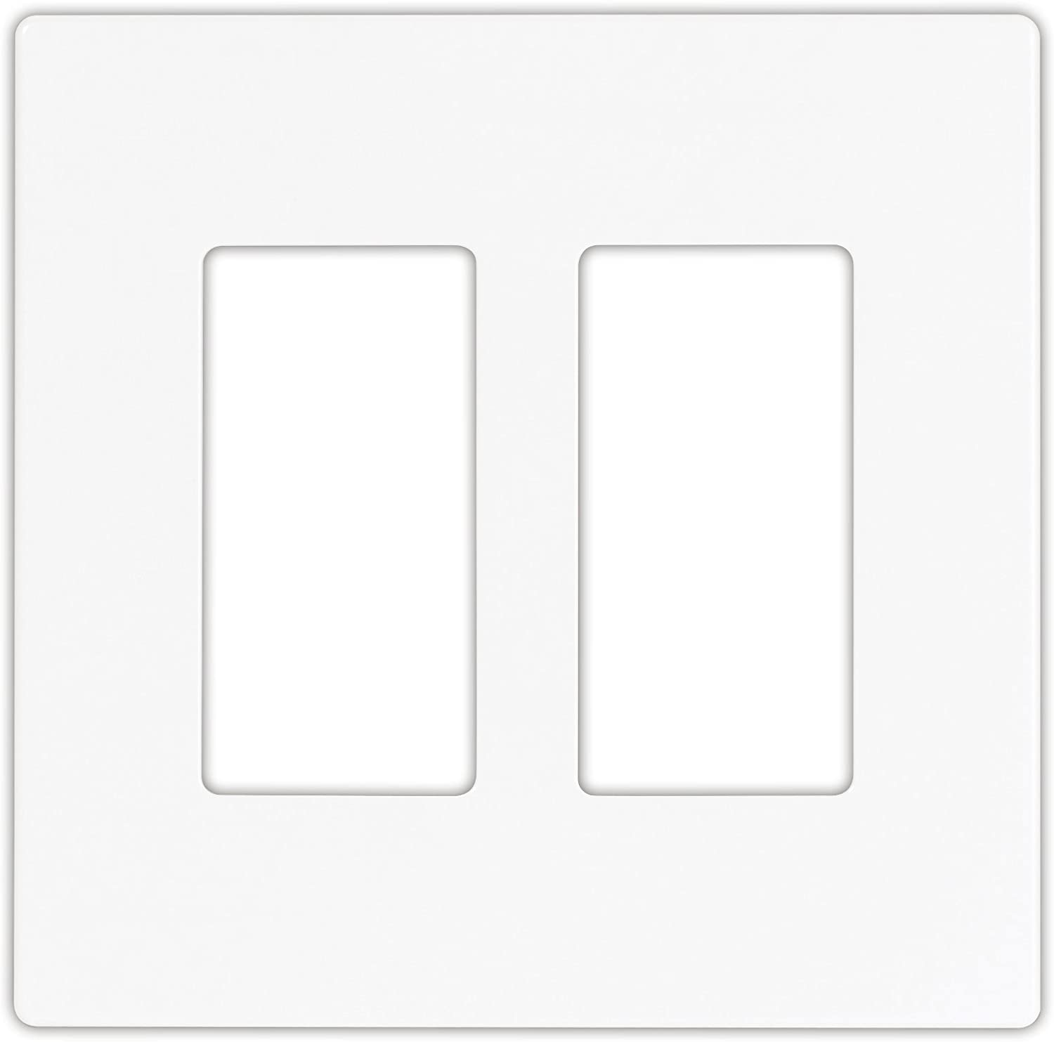 EATON 9522WS Aspire 9522 Decorative Mid Size Screw Less Wall Plate, 2 Gang 4-1/2 in L X 4.56 in W 0.08 in T, Satin, White
