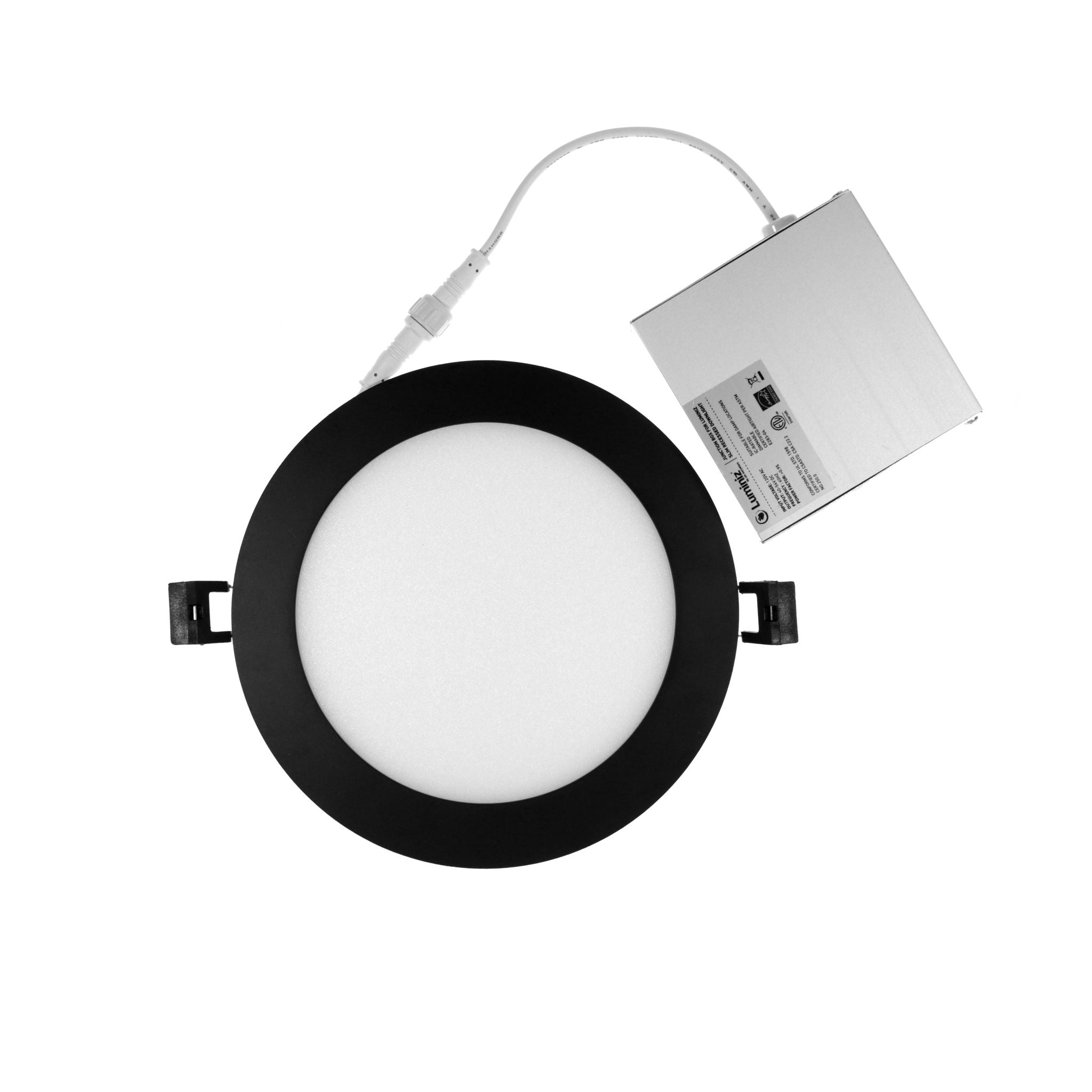 Luminiz 8'' Potlight, Single Color,5000K, junction box included with quick connect. Energy Star, ETL listed. Available in White, Black and Nickel Trim.