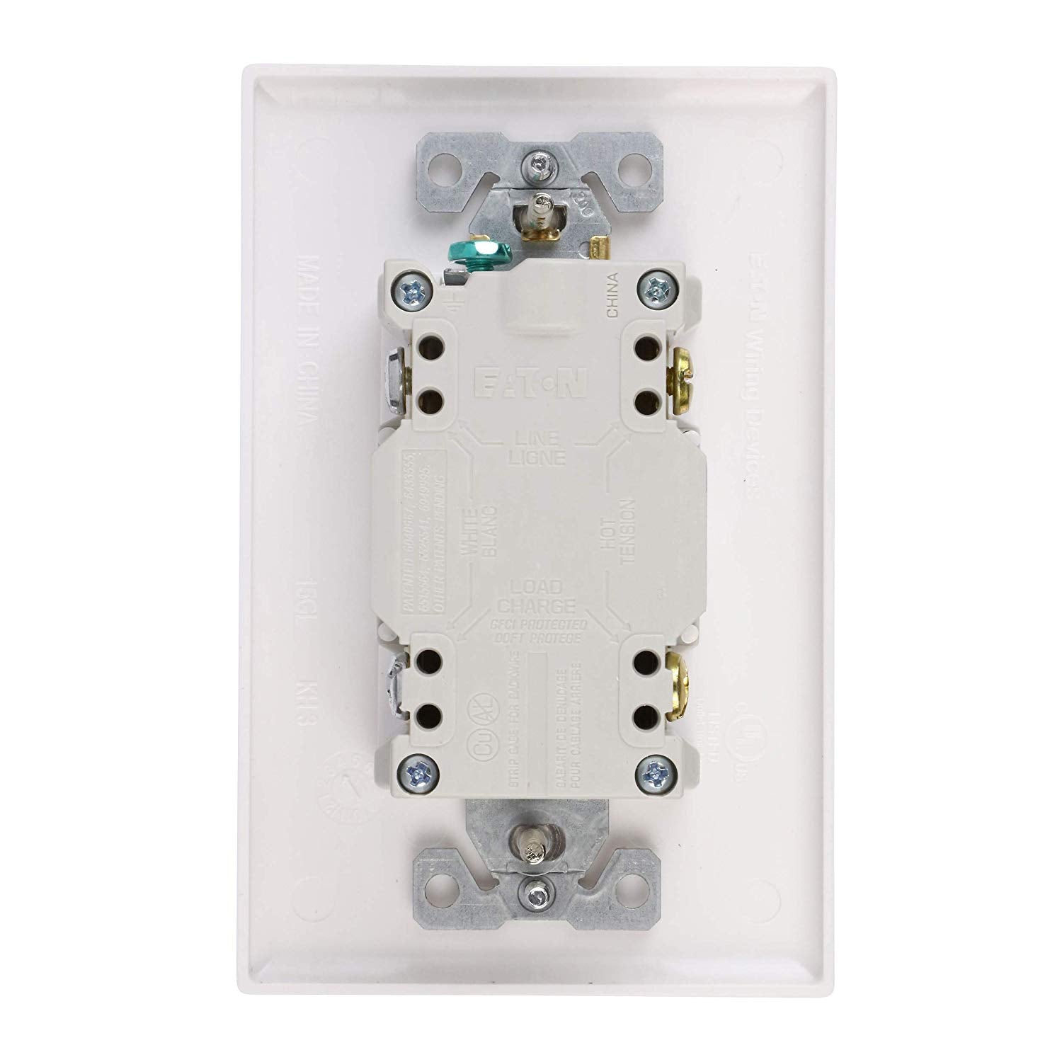 Eaton GFCI Self-Test 15A/20A -125V Tamper Resistant Duplex Receptacle with Standard Size Wallplate, White - Consavvy