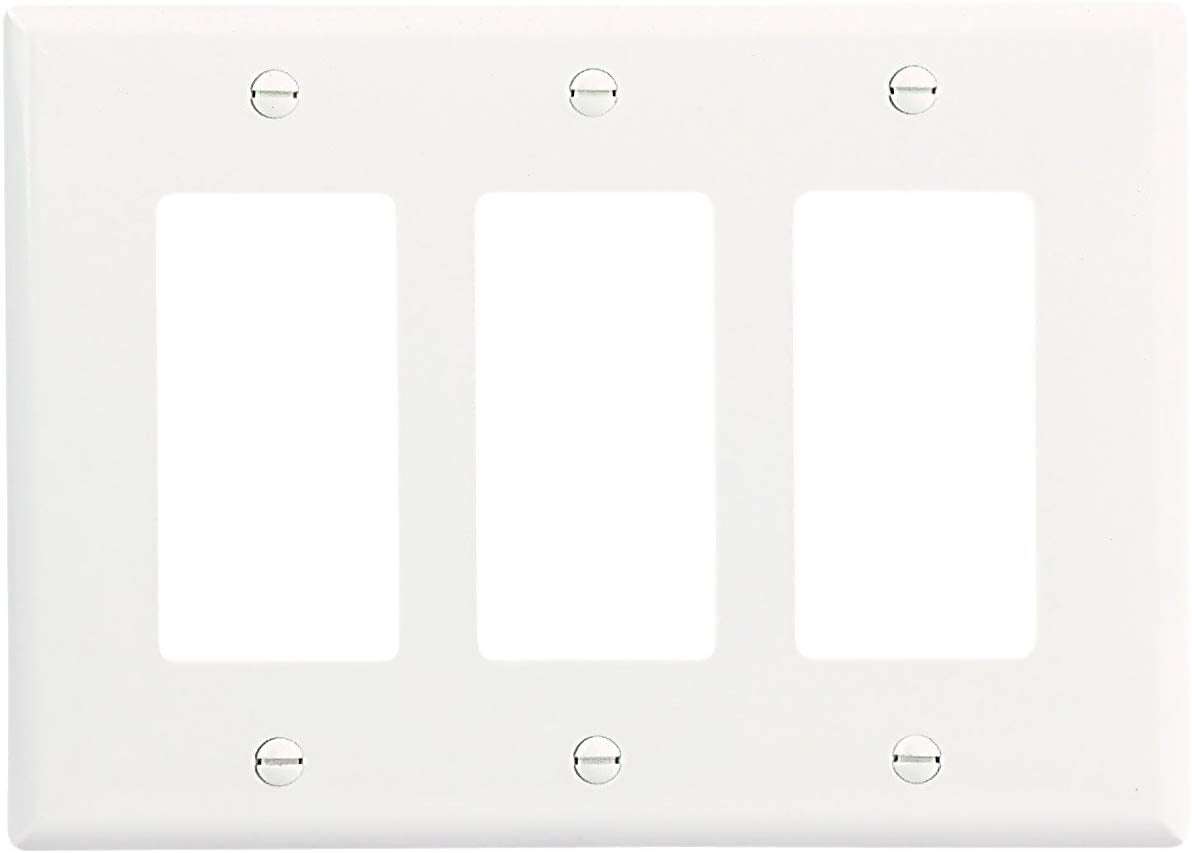 EATON PJ263W Mid-Size Polycarbonate 3-Gang Decorator GFCI Wallplate, White Color - Consavvy