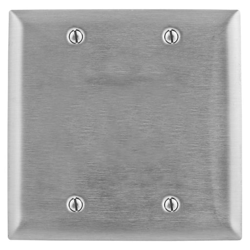 Hubbell SS23L Metallic Plates, 2- Gang, Box Mounted Blank Stainless Steel