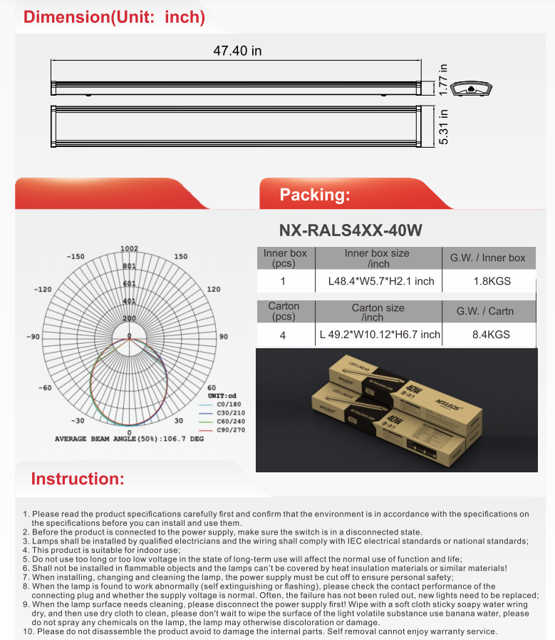 NEXLEDS Led Linear Wrap Round 3CCT Switchable (3000K/4000K/5000K ...