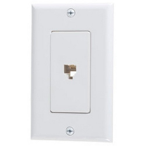 VISTA B47174 1Pack Decorator Phone Jack w/plate - White - Consavvy