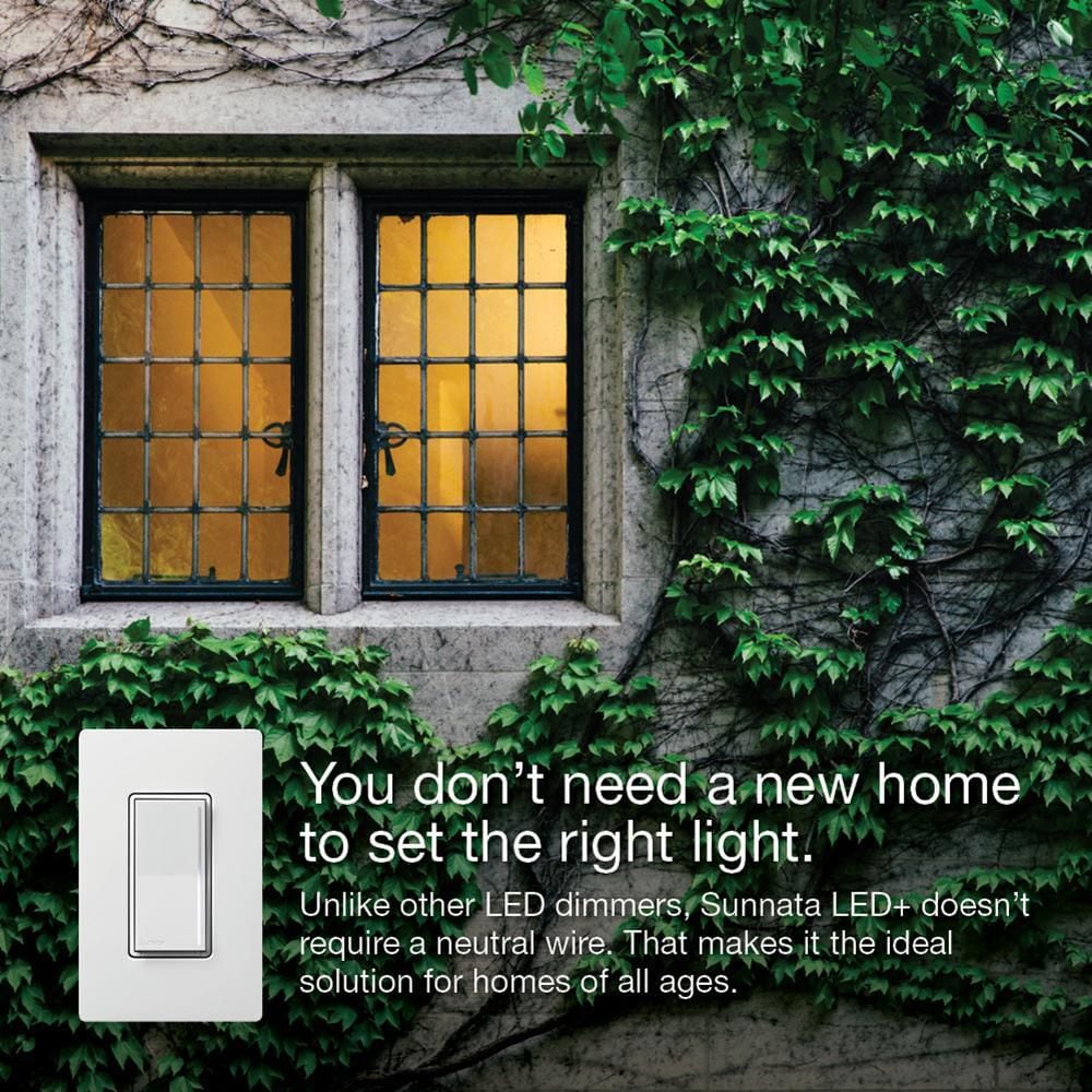 Lutron Sunnata Touch Dimmer with LED+ Technology for Superior Dimming of LEDs in White Finish