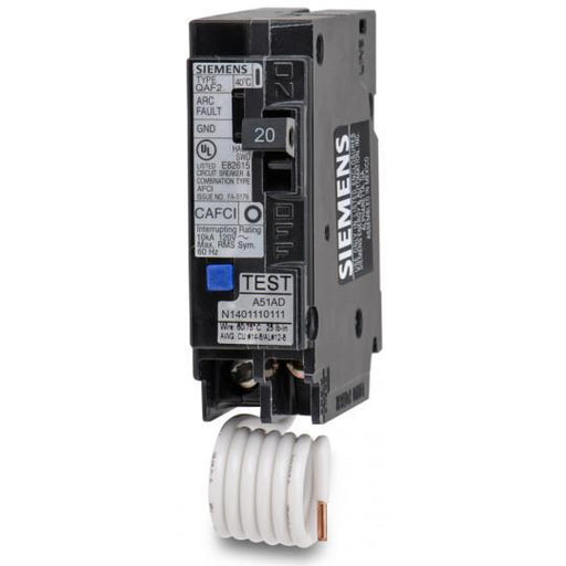 Siemens QA120AFCCSA 20-Amp Single Pole 120-volt Plug-On Combination AFCI Breaker
